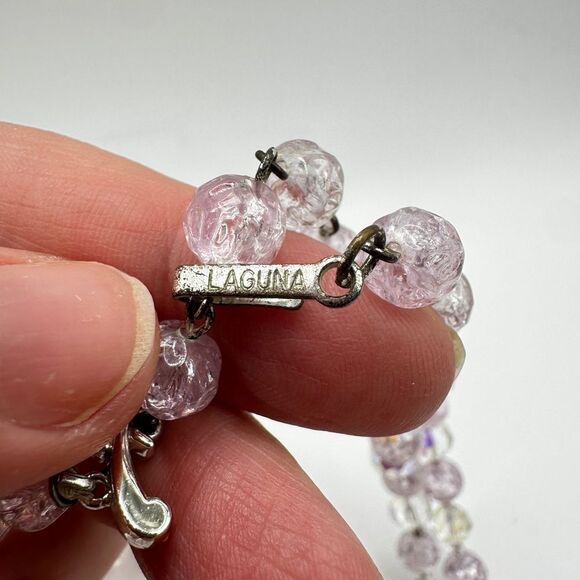 Vintage LAGUNA graduated acrylic and crystal beaded necklace and bracelet set! - Picture 5 of 12
